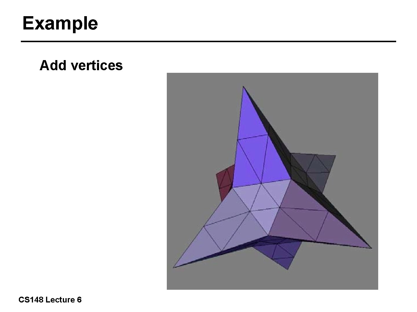 Example Add vertices 22/57 CS 148 Lecture 6 