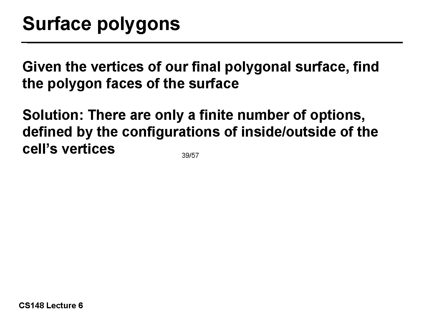 Surface polygons Given the vertices of our final polygonal surface, find the polygon faces