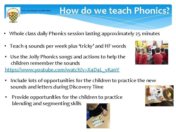 How do we teach Phonics? • Whole class daily Phonics session lasting approximately 25 How do we teach Phonics? • Whole class daily Phonics session lasting approximately 25