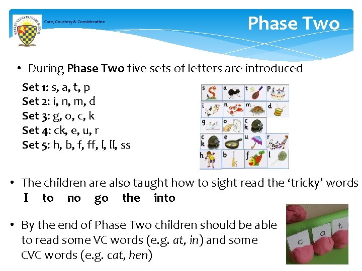 Phase Two • During Phase Two five sets of letters are introduced Set 1: Phase Two • During Phase Two five sets of letters are introduced Set 1: