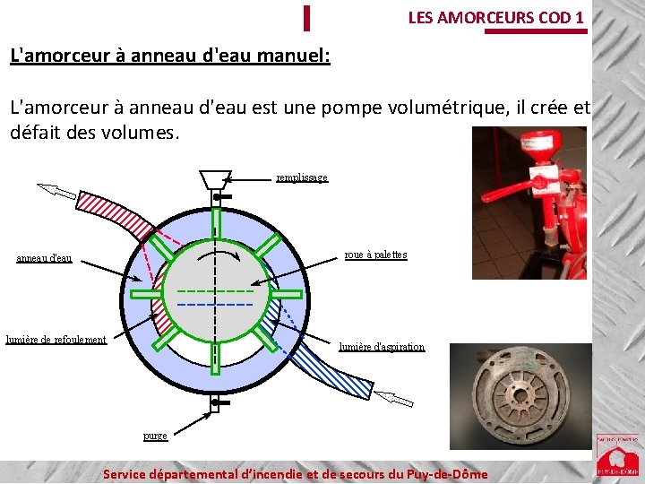 LES AMORCEURS COD 1 L'amorceur à anneau d'eau manuel: L'amorceur à anneau d'eau est