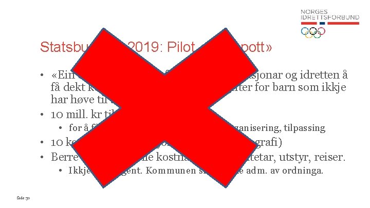 Statsbudsjett 2019: Pilot «lokal pott» • «Ein enkel metode for frivillige organisasjonar og idretten