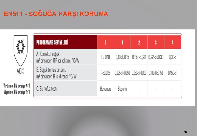 EN 511 - SOĞUĞA KARŞI KORUMA 36 