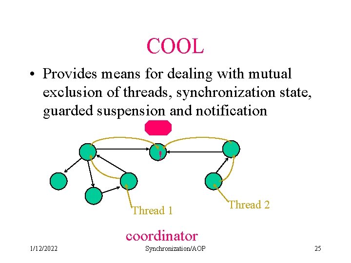 COOL • Provides means for dealing with mutual exclusion of threads, synchronization state, guarded