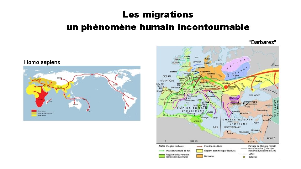 Les migrations un phénomène humain incontournable "Barbares" Homo sapiens 