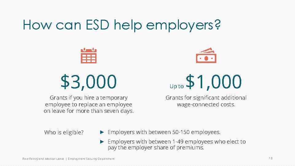 How can ESD help employers? $3, 000 Grants if you hire a temporary employee