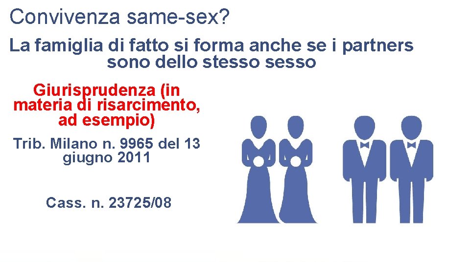 Convivenza same-sex? La famiglia di fatto si forma anche se i partners sono dello