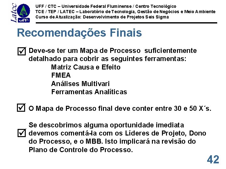 UFF / CTC – Universidade Federal Fluminense / Centro Tecnológico TCE / TEP /