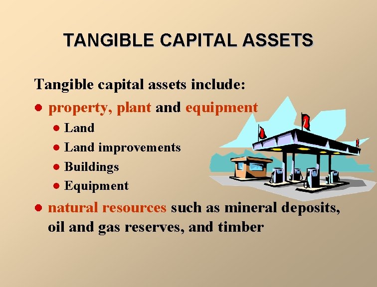 TANGIBLE CAPITAL ASSETS Tangible capital assets include: l property, plant and equipment l l