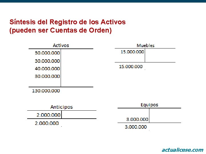 Síntesis del Registro de los Activos (pueden ser Cuentas de Orden) actualicese. com 