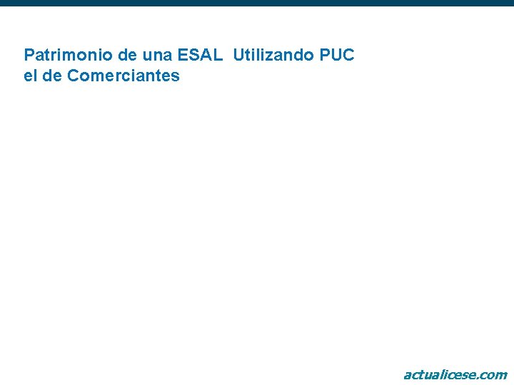 Patrimonio de una ESAL Utilizando PUC el de Comerciantes actualicese. com 