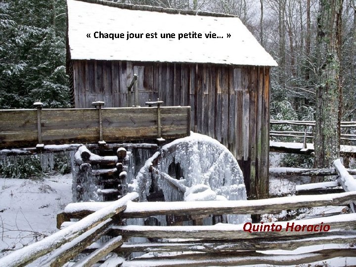  « Chaque jour est une petite vie… » Quinto Horacio 