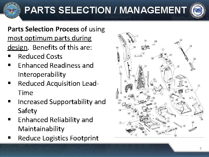 PARTS SELECTION / MANAGEMENT Parts Selection Process of using most optimum parts during design.