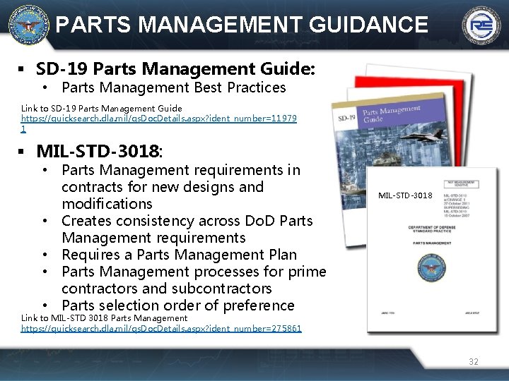 PARTS MANAGEMENT GUIDANCE SD-19 Parts Management Guide: • Parts Management Best Practices Link to