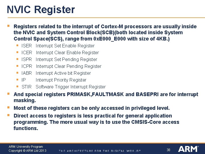 NVIC Register § Registers related to the interrupt of Cortex-M processors are usually inside