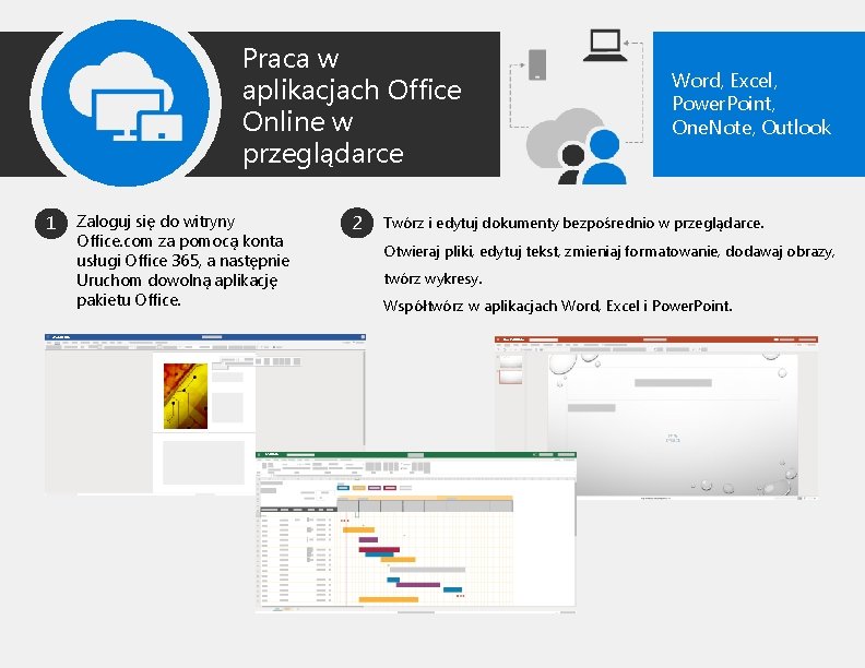 Praca w aplikacjach Office Online w przeglądarce 1 Zaloguj się do witryny Office. com