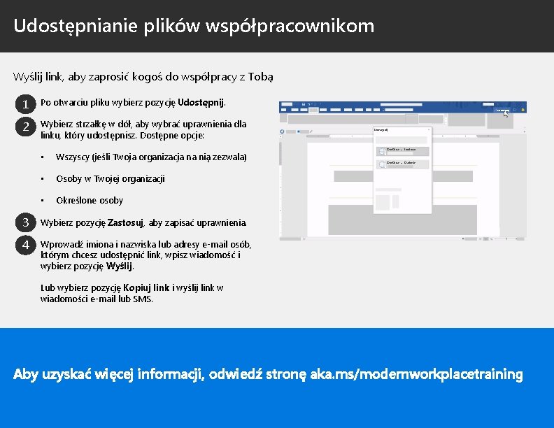 Udostępnianie plików współpracownikom Wyślij link, aby zaprosić kogoś do współpracy z Tobą 1 Po