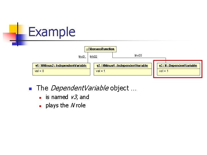 Example n The Dependent. Variable object … n n is named v 3, and