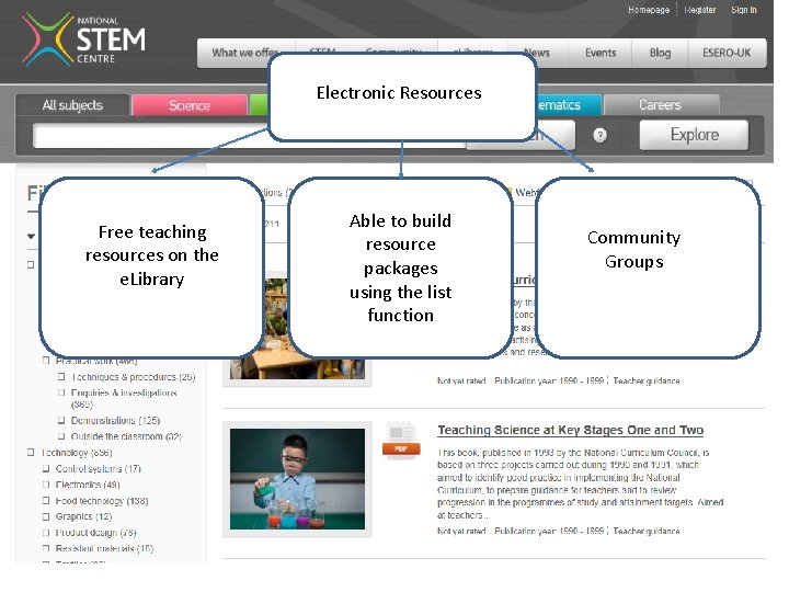 Electronic Resources Free teaching resources on the e. Library Able to build resource packages