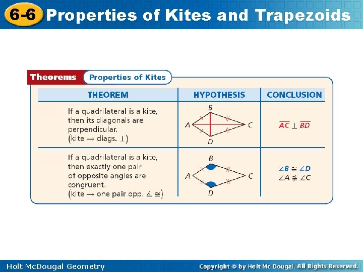 6 -6 Properties of Kites and Trapezoids Holt Mc. Dougal Geometry 