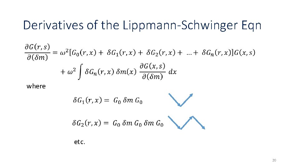 Derivatives of the Lippmann-Schwinger Eqn where etc. 20 Derivatives of the Lippmann-Schwinger Eqn where etc. 20