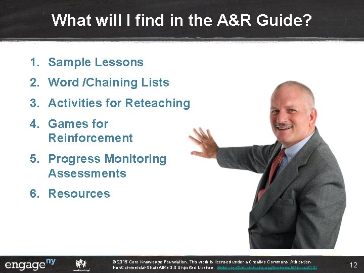 What will I find in the A&R Guide? 1. Sample Lessons 2. Word /Chaining