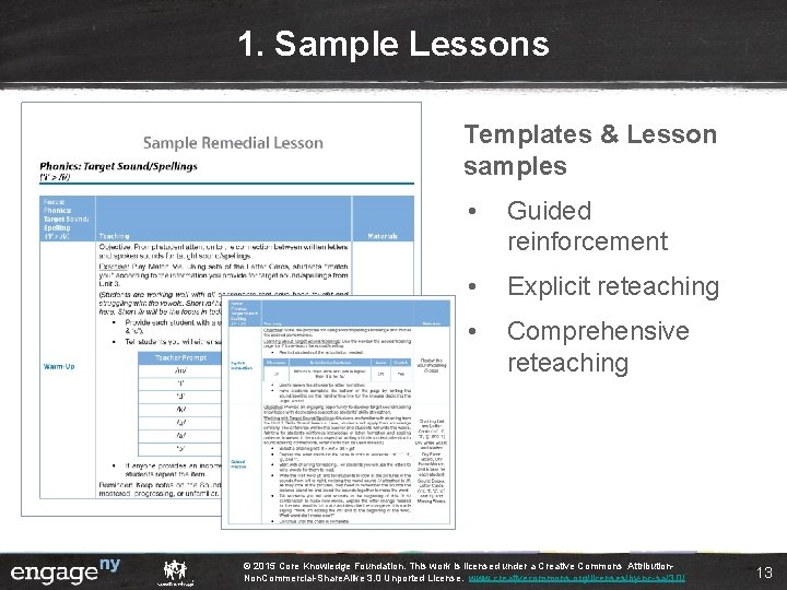 1. Sample Lessons Templates & Lesson samples • Guided reinforcement • Explicit reteaching • 1. Sample Lessons Templates & Lesson samples • Guided reinforcement • Explicit reteaching •