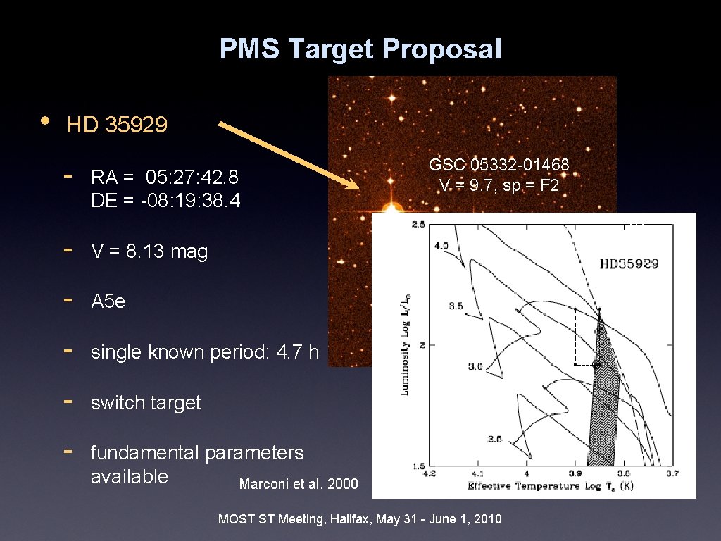 PMS Target Proposal • HD 35929 - RA = 05: 27: 42. 8 DE