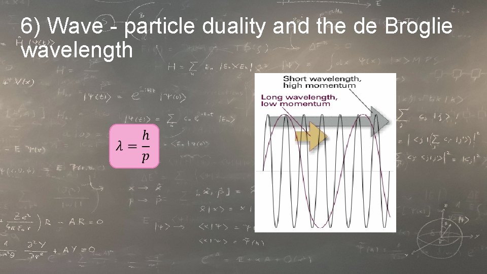 6) Wave - particle duality and the de Broglie wavelength 