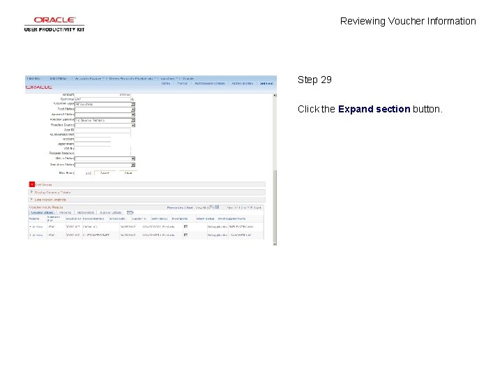 Reviewing Voucher Information Step 29 Click the Expand section button. 