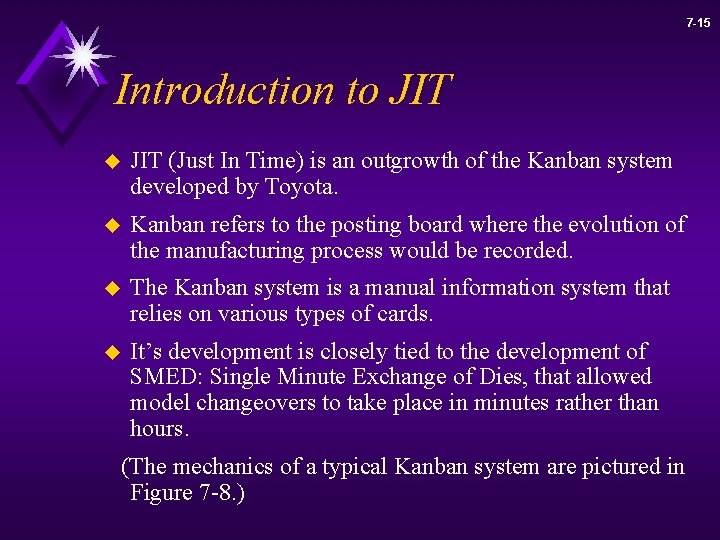 7 -15 Introduction to JIT u JIT (Just In Time) is an outgrowth of