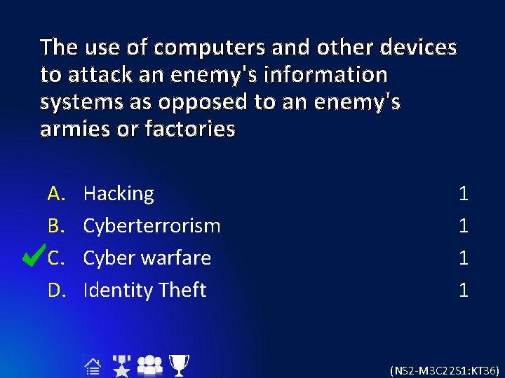 The use of computers and other devices to attack an enemy's information systems as