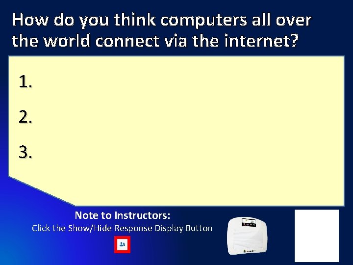 How do you think computers all over the world connect via the internet? 1.