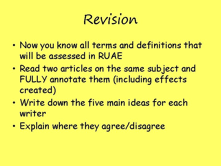 Revision • Now you know all terms and definitions that will be assessed in