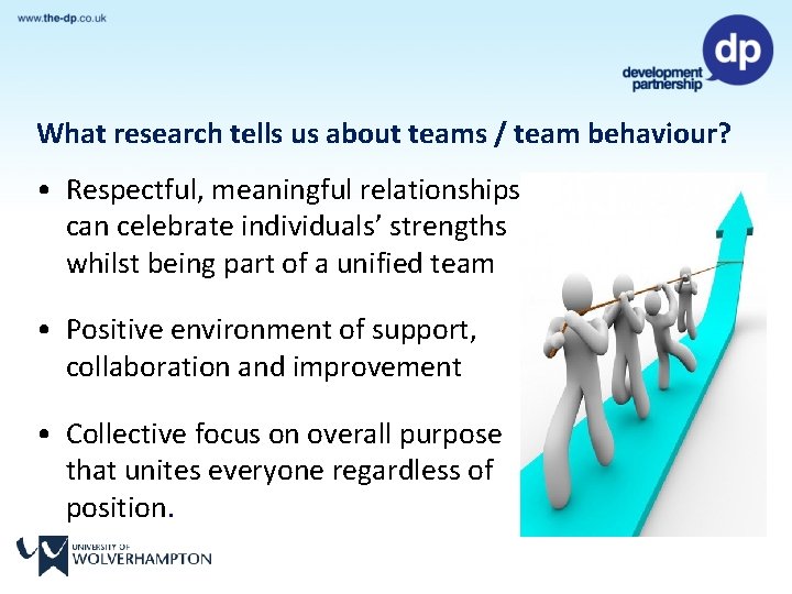 What research tells us about teams / team behaviour? • Respectful, meaningful relationships can