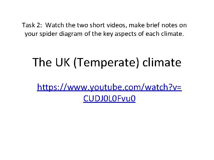 Task 2: Watch the two short videos, make brief notes on your spider diagram