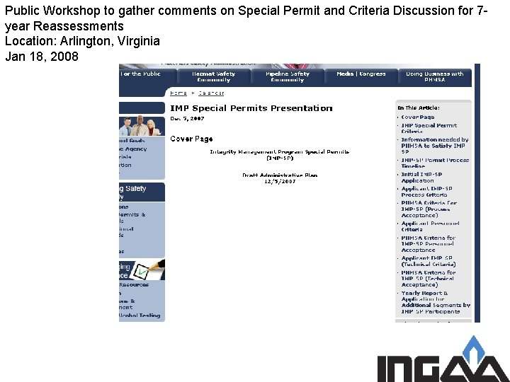 Public Workshop to gather comments on Special Permit and Criteria Discussion for 7 year