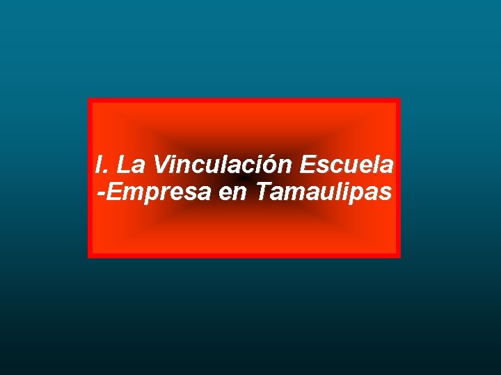 I. La Vinculación Escuela -Empresa en Tamaulipas 