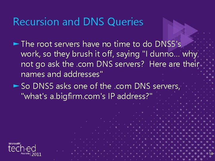 Recursion and DNS Queries ► The root servers have no time to do DNS