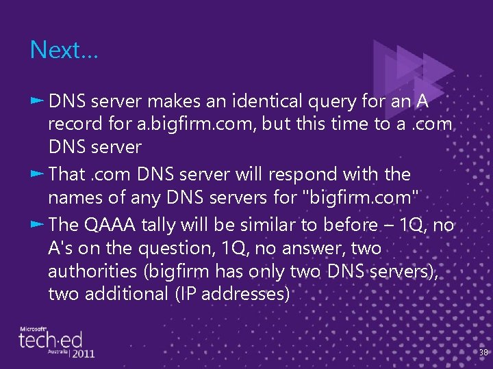 Next… ► DNS server makes an identical query for an A record for a.