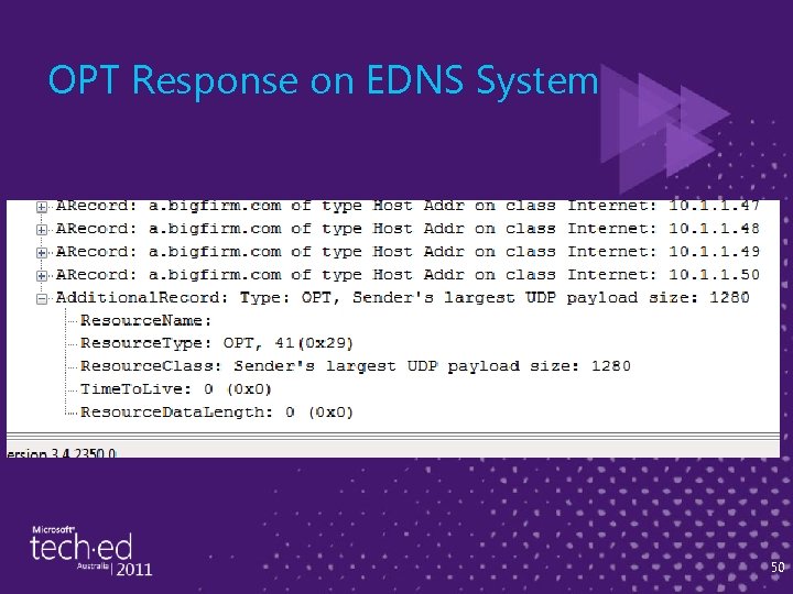 OPT Response on EDNS System 50 