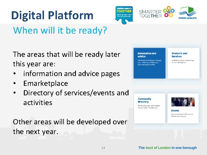 Digital Platform When will it be ready? The areas that will be ready later