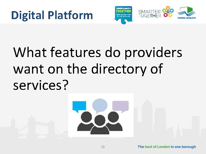 Digital Platform What features do providers want on the directory of services? 15 