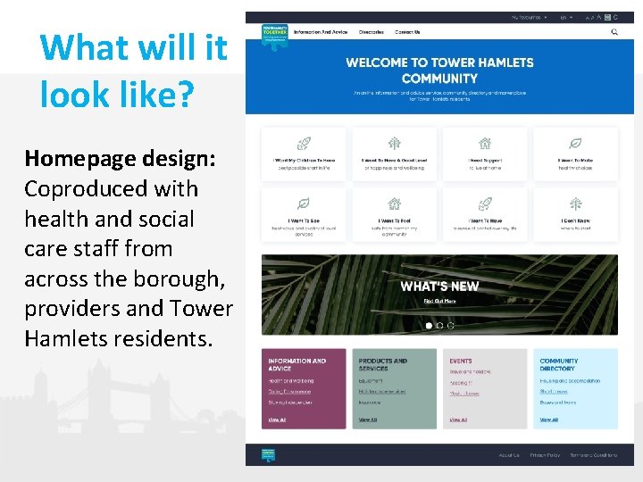 What will it look like? Homepage design: Coproduced with health and social care staff