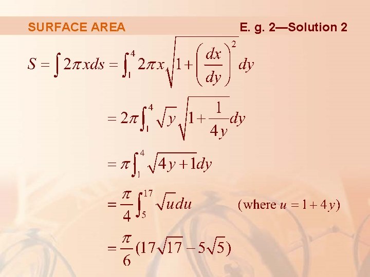 SURFACE AREA E. g. 2—Solution 2 