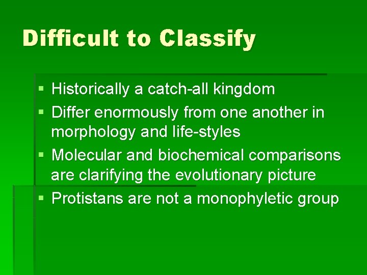 Difficult to Classify § Historically a catch-all kingdom § Differ enormously from one another