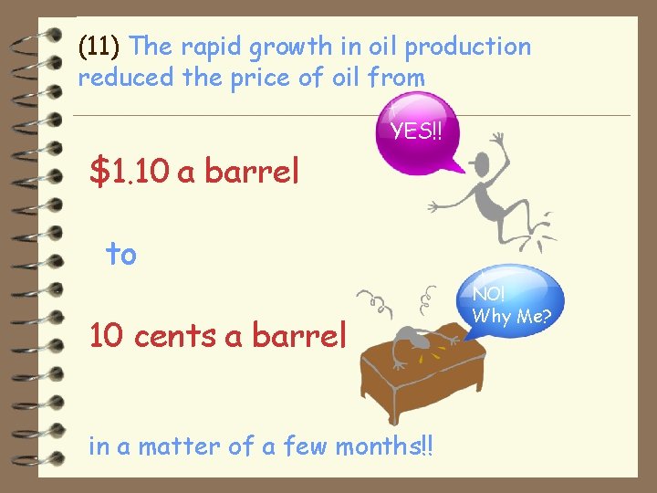 (11) The rapid growth in oil production reduced the price of oil from YES!!