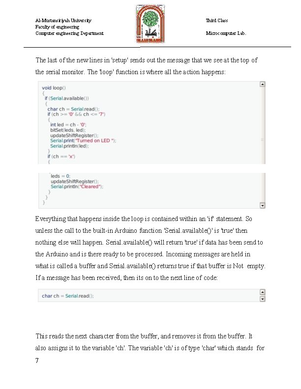 Al-Mustansiriyah University Faculty of engineering Computer engineering Department Third Class Microcomputer Lab. The last