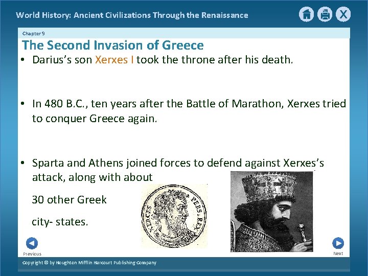 World History: Ancient Civilizations Through the Renaissance Chapter 9 The Second Invasion of Greece
