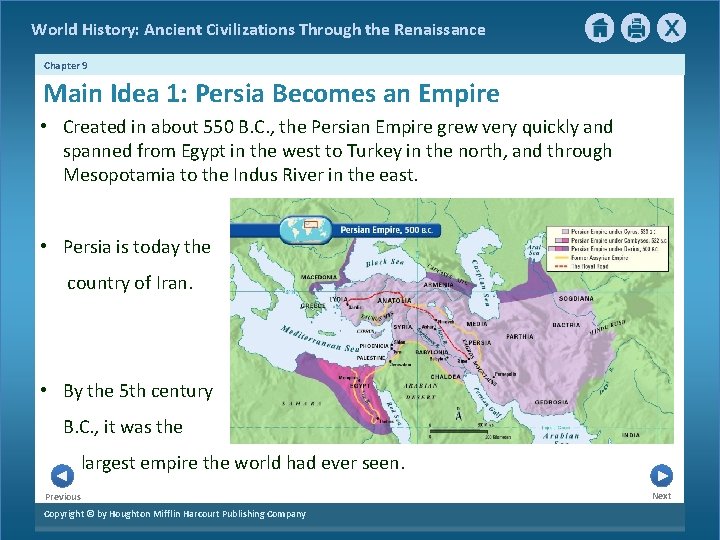 World History: Ancient Civilizations Through the Renaissance Chapter 9 Main Idea 1: Persia Becomes